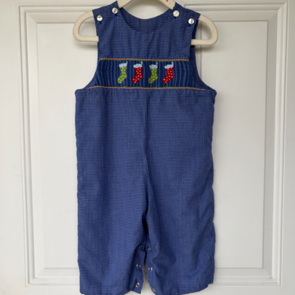 •Candyland• Hand Smocked Full Length Jon Jon - Size 12 Months